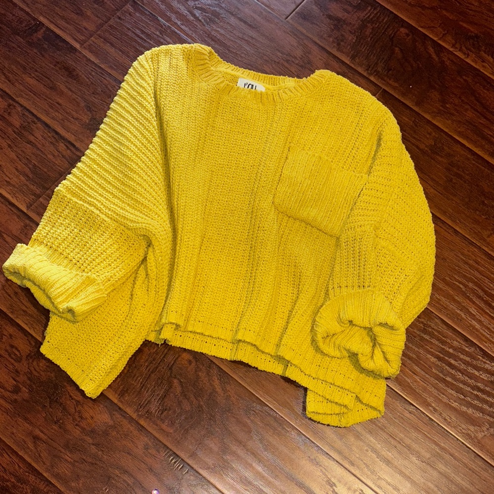 Mustard Knit oversized Crop Top